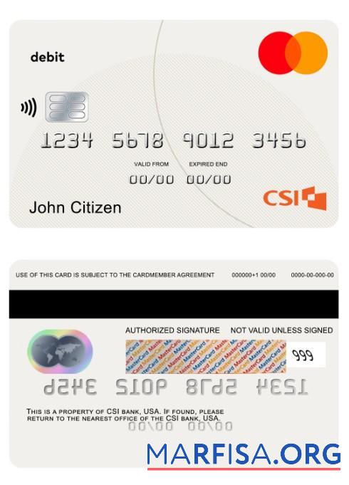 Realistic USA CSI bank debit mastercard sample